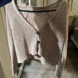 American Eagle Pink and Gray Speckle Cardigan Sweater, Women’s M pretty cozy